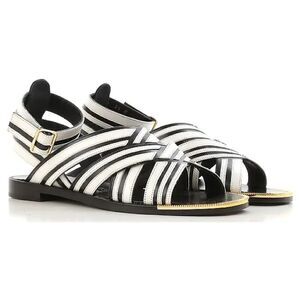 REVOLVE Salvatore Ferragamo Black White Sandal with Gold Detail